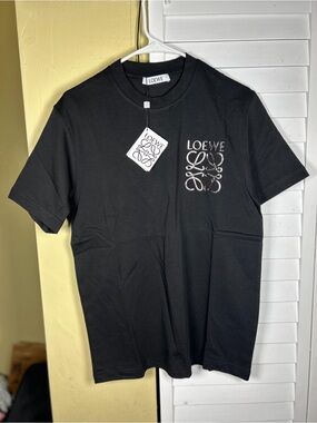 Loewe Black Short-Sleeve Tee with Metallic Logo
